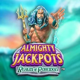 Almighty Jackpots – Realm of Poseidon logo by Novomatic Pelikaani Casino